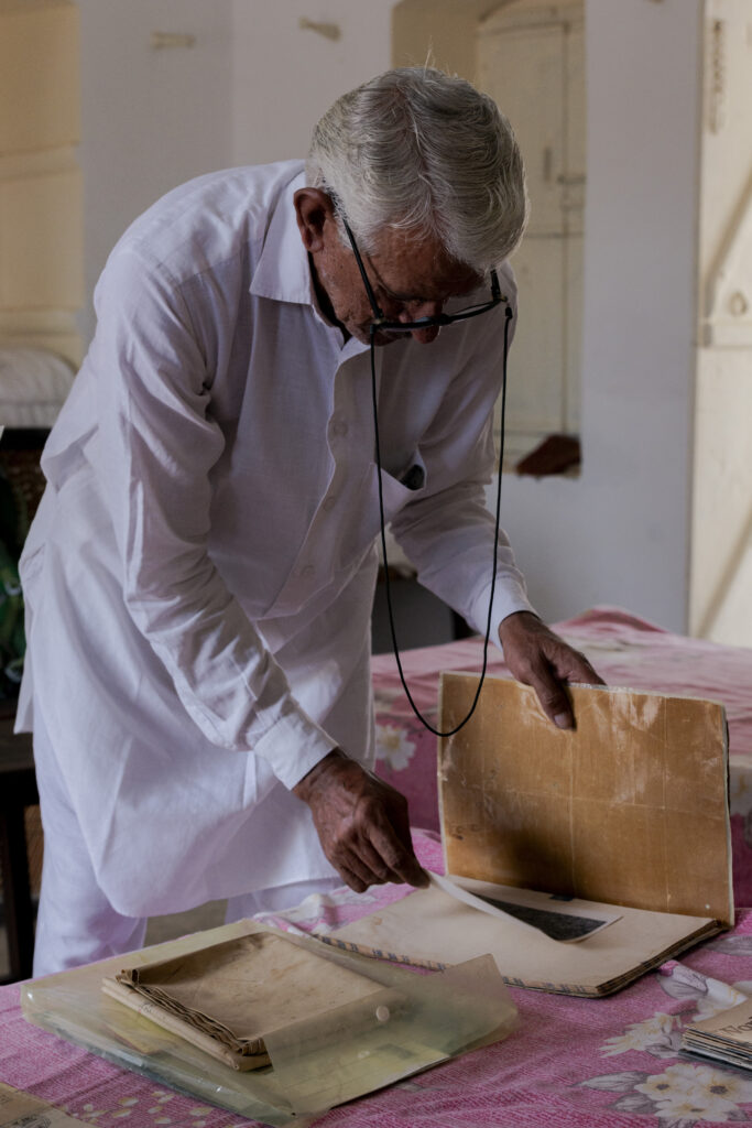 Surinder Pal Singh of Dhingawali district, Fazilka shows documents of his ancestors' purchase of land from British settlers.
